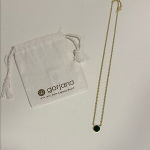 Gorjana Gold Necklace with Dark Green Pendant - Rose Marble Coin Necklace